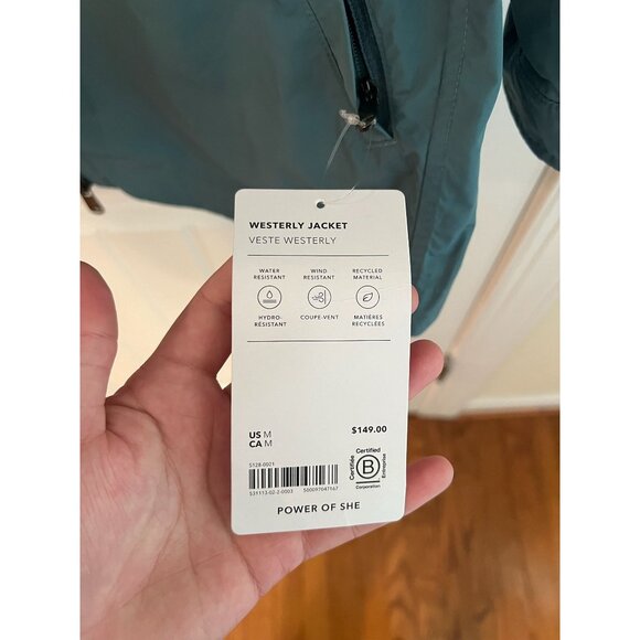 Athleta Westerly Waste-Resistant & Wind-Resistant Blue Jacket‎ Sz Medium NWT - Picture 3 of 6